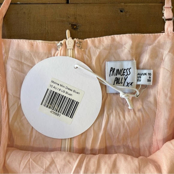 Princess Polly Molina blush petal pink frill hem Ruffle feminine mini dress 6 - Picture 4 of 10